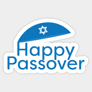 Blue Happy Passover Greeting with Kippah and Star of David Sticker